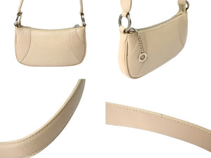 BVLGARI ブルガリ アクセサリーポーチ ショルダーバッグ レザー ベージュ シルバー金具 美品 中古 65355