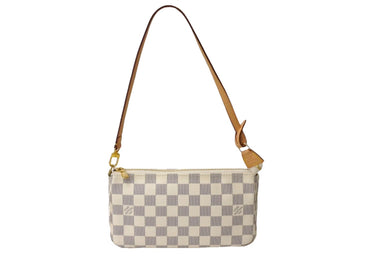 極美品 LOUIS VUITTON ルイヴィトン ポシェットアクセソワール アクセサリーポーチ ダミエ ハンドバッグ N51986 ホワイト 中古 65362