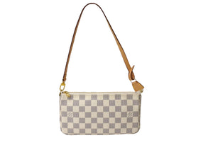 極美品 LOUIS VUITTON ルイヴィトン ポシェットアクセソワール アクセサリーポーチ ダミエ ハンドバッグ N51986 ホワイト 中古 65362