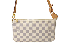 極美品 LOUIS VUITTON ルイヴィトン ポシェットアクセソワール アクセサリーポーチ ダミエ ハンドバッグ N51986 ホワイト 中古 65362