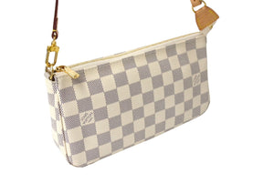 極美品 LOUIS VUITTON ルイヴィトン ポシェットアクセソワール アクセサリーポーチ ダミエ ハンドバッグ N51986 ホワイト 中古 65362