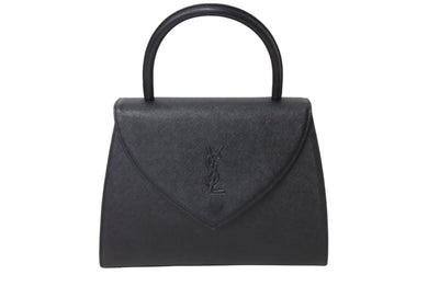 YVES SAINT LAURENT イヴサンローラン ハンドバッグ YSLロゴ ブラック レザー YS3339CH10 ゴールド金具 美品 中古 65364 