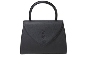 YVES SAINT LAURENT イヴサンローラン ハンドバッグ YSLロゴ ブラック レザー YS3339CH10 ゴールド金具 美品 中古 65364 