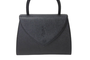 YVES SAINT LAURENT イヴサンローラン ハンドバッグ YSLロゴ ブラック レザー YS3339CH10 ゴールド金具 美品 中古 65364 