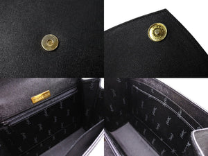 YVES SAINT LAURENT イヴサンローラン ハンドバッグ YSLロゴ ブラック レザー YS3339CH10 ゴールド金具 美品 中古 65364 
