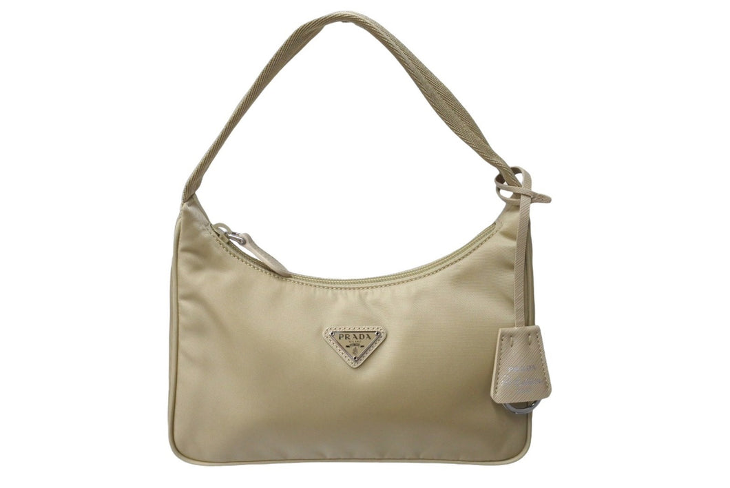以前同様 PRADA プラダ ハンドバッグ ワンショルダー ホーボー 2000年版 ナイロン 1NE515 ナイロン ベージュ 中古 65369 