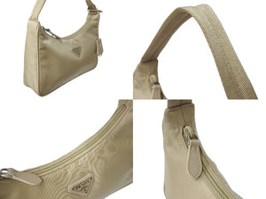 以前同様 PRADA プラダ ハンドバッグ ワンショルダー ホーボー 2000年版 ナイロン 1NE515 ナイロン ベージュ 中古 65369 