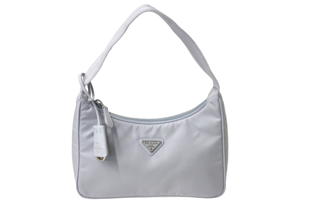 未使用 PRADA プラダ ハンドバッグ ワンショルダー ホーボー 2000年版 ナイロン 1NE515 ナイロン ブルー 中古 65370 