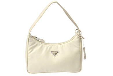 未使用 PRADA プラダ ハンドバッグ ワンショルダー ホーボー 2000年版 ナイロン 1NE515 ナイロン ベージュ 中古 65371 