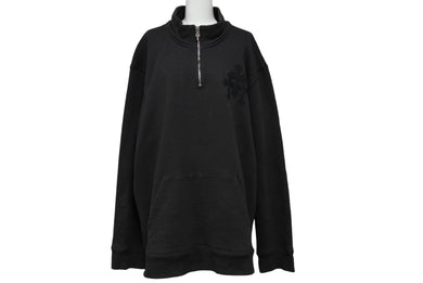 CHROME HEARTS クロムハーツ スウェット トレーナー ダガーハーフジップ クロスパッチ ブラック シルバー925 XL 美品 中古 65383