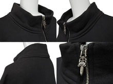Load image into Gallery viewer, CHROME HEARTS クロムハーツ スウェット トレーナー ダガーハーフジップ クロスパッチ ブラック シルバー925 XL 美品 中古 65383