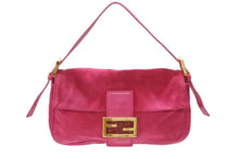 Load image into Gallery viewer, FENDI フェンディ マンマバケット ワンショルダーバッグ ラメ スエード レザー ショッキングピンク ゴールド金具 美品 中古 4b006540