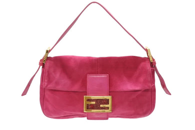 FENDI フェンディ マンマバケット ワンショルダーバッグ ラメ スエード レザー ショッキングピンク ゴールド金具 美品 中古 4b006540