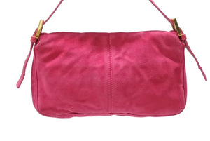 FENDI フェンディ マンマバケット ワンショルダーバッグ ラメ スエード レザー ショッキングピンク ゴールド金具 美品 中古 4b006540