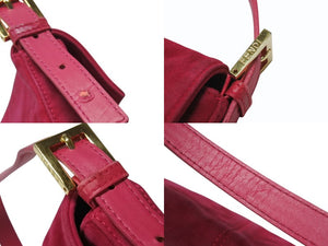 FENDI フェンディ マンマバケット ワンショルダーバッグ ラメ スエード レザー ショッキングピンク ゴールド金具 美品 中古 4b006540