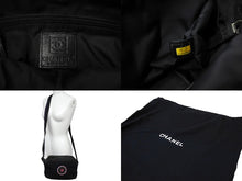 Load image into Gallery viewer, CHANEL シャネル スポーツライン ロゴ ショルダーバッグ 11番台 ブラック ナイロン ココマーク パンチング シルバー金具 良品 中古 65411