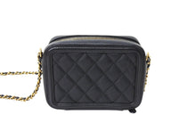Load image into Gallery viewer, 極美品 CHANEL シャネル CCフィグリー ミニチェーンショルダーバッグ A84452 キャビアスキン ブラック ゴールド金具 中古 65412