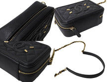 Load image into Gallery viewer, 極美品 CHANEL シャネル CCフィグリー ミニチェーンショルダーバッグ A84452 キャビアスキン ブラック ゴールド金具 中古 65412