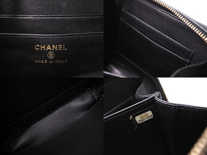 極美品 CHANEL シャネル CCフィグリー ミニチェーンショルダーバッグ A84452 キャビアスキン ブラック ゴールド金具 中古 65412
