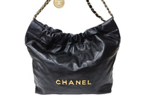Load image into Gallery viewer, CHANEL シャネル 22 ハンドバッグ AS3260 プレート ブラック カーフ ゴールド金具 美品 中古 65416