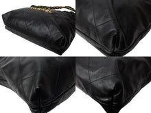 Load image into Gallery viewer, CHANEL シャネル 22 ハンドバッグ AS3260 プレート ブラック カーフ ゴールド金具 美品 中古 65416