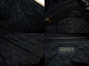 CHANEL シャネル 22 ハンドバッグ AS3260 プレート ブラック カーフ ゴールド金具 美品 中古 65416