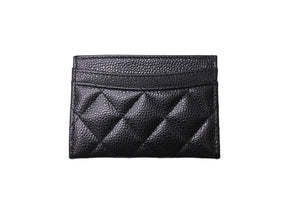 新品同様 CHANEL シャネル カードケース ココマーク キャビアスキン シリアルランダム ブラック シルバー金具 中古 65417 正規品