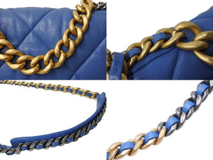 CHANEL シャネル シャネル19 ディズマフ マトラッセ 2WAY チェーン ショルダーバッグ 30番台 ライトブルー ラムスキン コンビ金具 ココマーク 美品 中古 65429