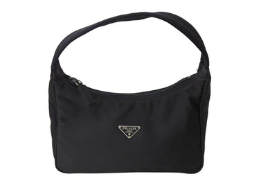 PRADA プラダ ホーボー ハンドバッグ ワンショルダーバッグ MV515 トライアングルロゴ ナイロン ブラック 美品 中古 65445