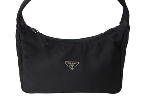 PRADA プラダ ホーボー ハンドバッグ ワンショルダーバッグ MV515 トライアングルロゴ ナイロン ブラック 美品 中古 65445 