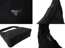 画像をギャラリービューアに読み込む, PRADA プラダ ホーボー ハンドバッグ ワンショルダーバッグ MV515 トライアングルロゴ ナイロン ブラック 美品 中古 65445 