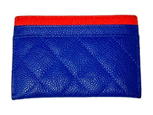 Load image into Gallery viewer, CHANEL シャネル CCフィリグリー カードケース 27番台 ブルー レッド ホワイト キャビアスキン ココマーク ロゴ 小物 良品 中古 65446