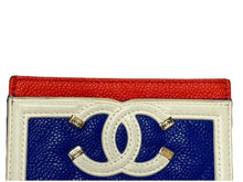 Load image into Gallery viewer, CHANEL シャネル CCフィリグリー カードケース 27番台 ブルー レッド ホワイト キャビアスキン ココマーク ロゴ 小物 良品 中古 65446