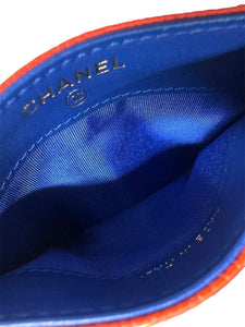 CHANEL シャネル CCフィリグリー カードケース 27番台 ブルー レッド ホワイト キャビアスキン ココマーク ロゴ 小物 良品 中古 65446