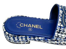 Load image into Gallery viewer, CHANEL シャネル サンダル ツイード ココマーク サイズ35 レザー メッシュ ブルー ホワイト 美品 中古 65448