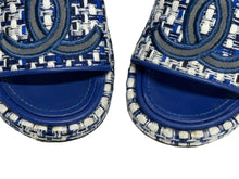 Load image into Gallery viewer, CHANEL シャネル サンダル ツイード ココマーク サイズ35 レザー メッシュ ブルー ホワイト 美品 中古 65448