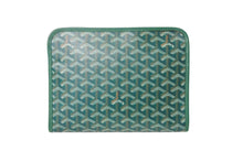 画像をギャラリービューアに読み込む, GOYARD ゴヤール ジュバンスMM ポーチ クラッチバッグ ゴヤールディンキャンバス カーフスキン グリーン 美品 中古 65449