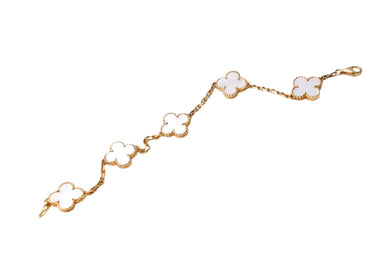 ヴァンクリーフ&アーペル ヴィンテージ アルハンブラ VCARA41800 ブレスレット 5モチーフ 750YG メンズ シェル 美品 中古 65451