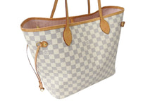 画像をギャラリービューアに読み込む, LOUIS VUITTON 新型 ルイヴィトン ネヴァーフルMM ローズバレリーヌ ハンドバッグ N40603 ダミエアズールキャンバス ホワイト 美品 中古 65462