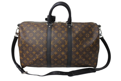 極美品 LOUIS VUITTON ルイヴィトン キーポル バンドリエール45 ボストンバッグ M56711 モノグラムマカサー ブラウン 中古 65468