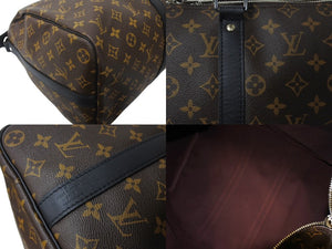 極美品 LOUIS VUITTON ルイヴィトン キーポル バンドリエール45 ボストンバッグ M56711 モノグラムマカサー ブラウン 中古 65468