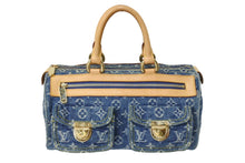 Load image into Gallery viewer, 極美品 LOUIS VUITTON ルイヴィトン ネオスピーディ ハンドバッグ モノグラム デニム M95019 ゴールド金具 ブルー ベージュ 中古 65501