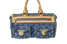 Load image into Gallery viewer, 極美品 LOUIS VUITTON ルイヴィトン ネオスピーディ ハンドバッグ モノグラム デニム M95019 ゴールド金具 ブルー ベージュ 中古 65501