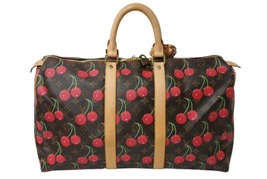 極美品 LOUIS VUITTON ルイヴィトン キーポル 45 モノグラムチェリー 村上隆 ボストンバッグ ハンドバッグ レッド M95011 中古 65502