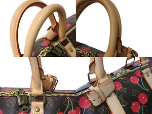 極美品 LOUIS VUITTON ルイヴィトン キーポル 45 モノグラムチェリー 村上隆 ボストンバッグ ハンドバッグ レッド M95011 中古 65502