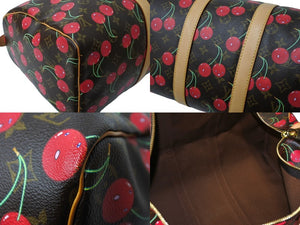 極美品 LOUIS VUITTON ルイヴィトン キーポル 45 モノグラムチェリー 村上隆 ボストンバッグ ハンドバッグ レッド M95011 中古 65502
