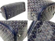 Load image into Gallery viewer, 新品同様 GOYARD ゴヤール クロワジュール45 ボストンバッグ PVC レザー ヘリンボーン ネイビー シルバー金具 中古 65505