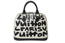画像をギャラリービューアに読み込む, LOUIS VUITTON ルイヴィトン グラフィティ アルマMM ハンドバッグ モノグラム M92179 ブラック ホワイト 美品 中古品 65509