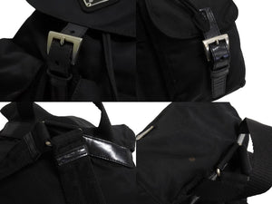 PRADA プラダ リュック デイパック トライアングルロゴ B6677 ブラックナイロン シルバー金具 美品 中古 65523 