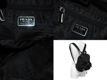 画像をギャラリービューアに読み込む, PRADA プラダ リュック デイパック トライアングルロゴ B6677 ブラックナイロン シルバー金具 美品 中古 65523 